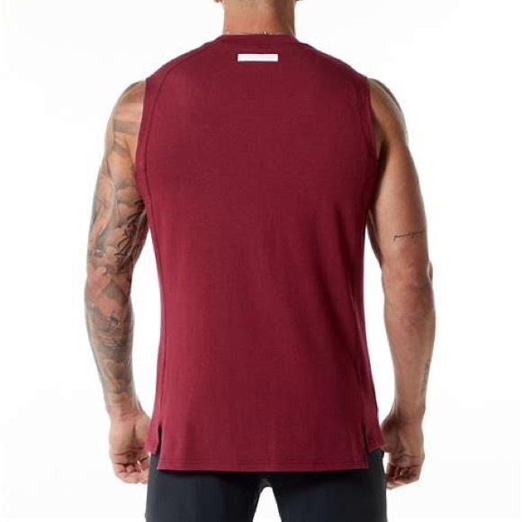 Alphalete Mens Premium Stepped Hem Tank - Ruby Red - Picture 3 of 5